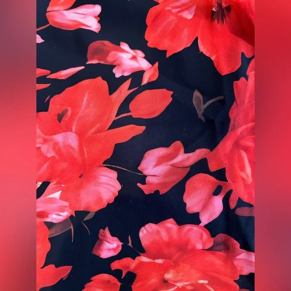 COMMENSE Red Floral Slip Midi Dress NWT Size L Side Zip - Picture 9 of 9